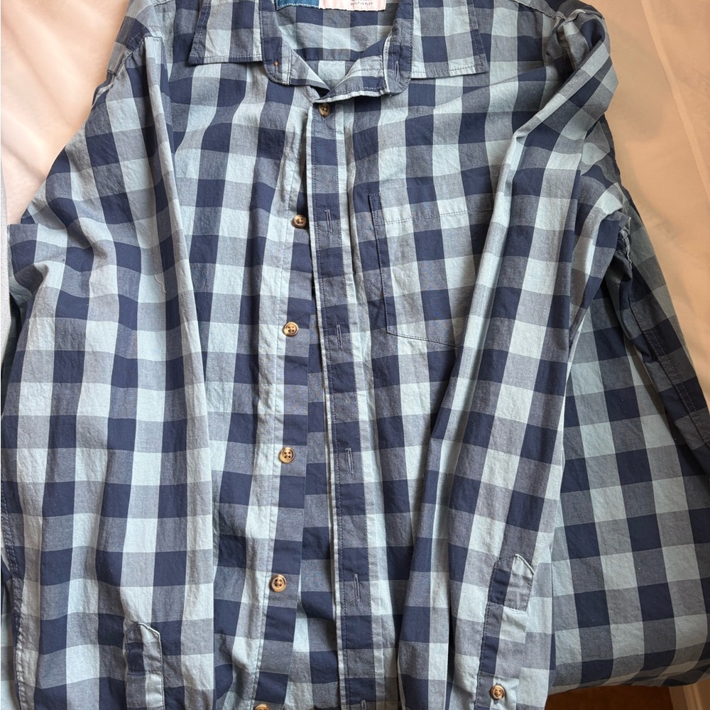 Old Navy Men's Blue Plaid Button Down Shirt